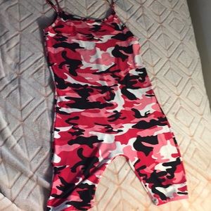 Cute camo pink print body suit